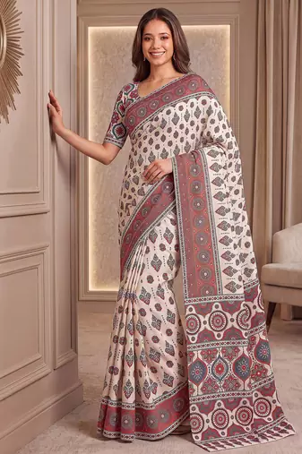Designer ajrak digital print saree