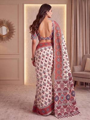 Designer ajrak digital print saree 3