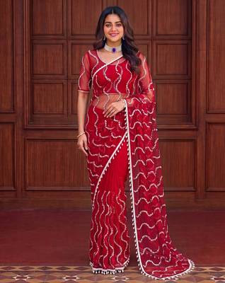 Designer beads embroidery saree 1