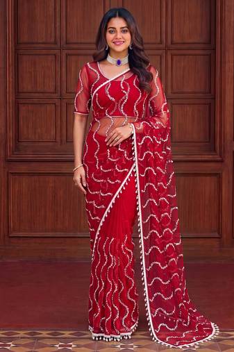 Designer beads embroidery saree