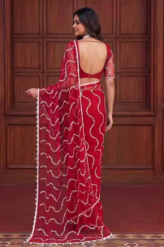 Designer beads embroidery saree