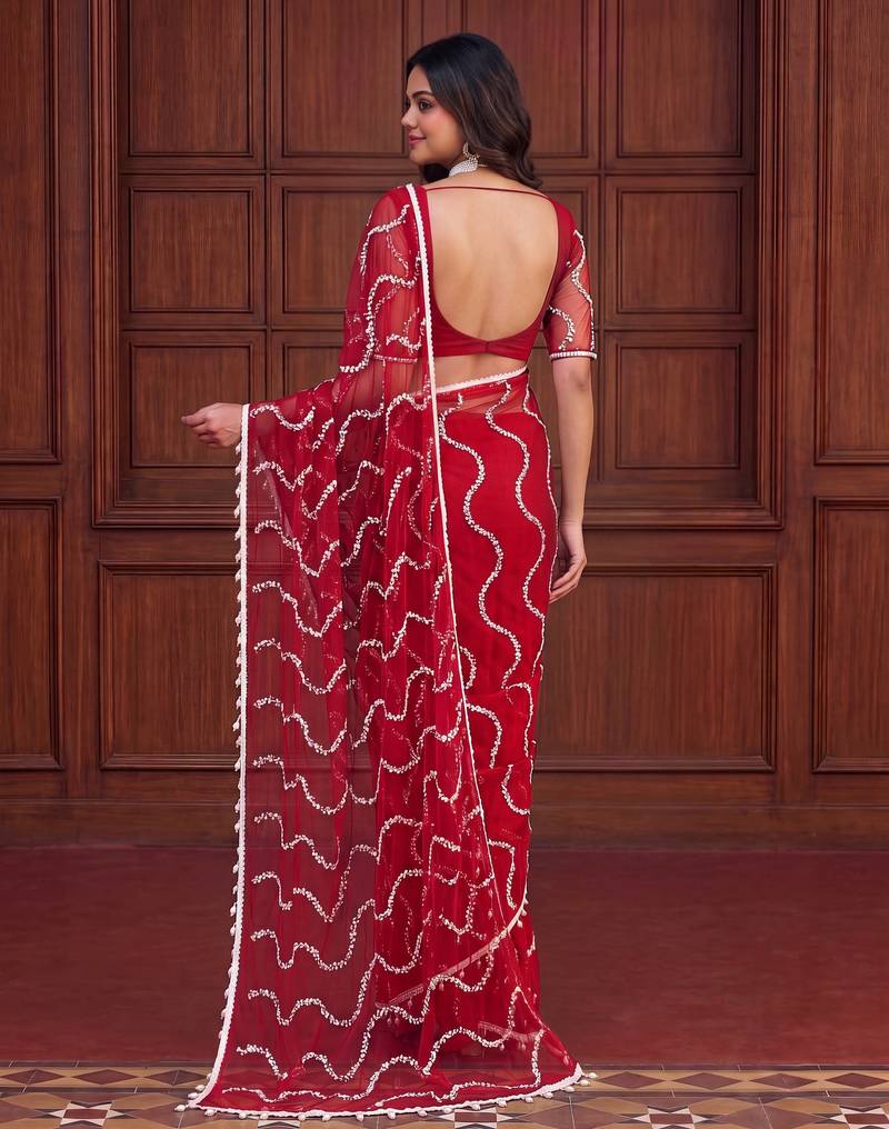 Designer beads embroidery saree