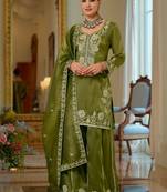 Women Ethnic Motifs Embroidered Regular Thread Work Kurta with Sharara & With Dupatta