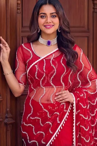 Designer beads embroidery saree