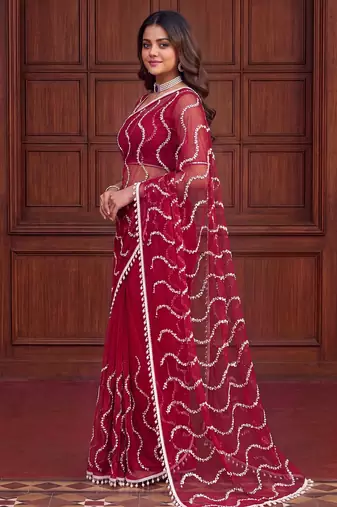 Designer beads embroidery saree