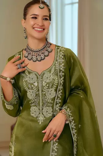 Women Ethnic Motifs Embroidered Regular Thread Work Kurta with Sharara & With Dupatta