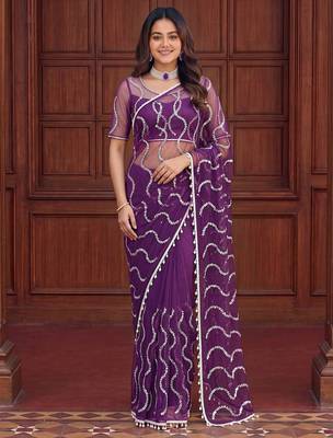 Designer beads embroidery saree 1