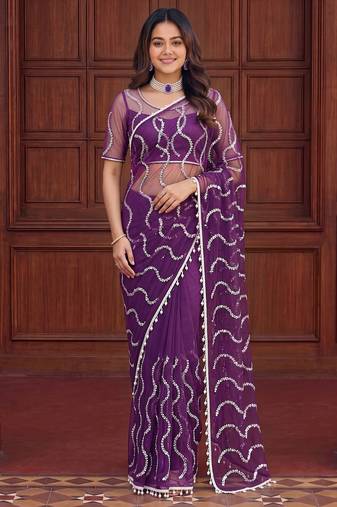 Designer beads embroidery saree
