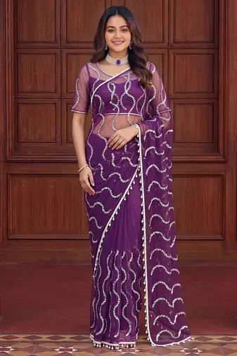 Designer beads embroidery saree