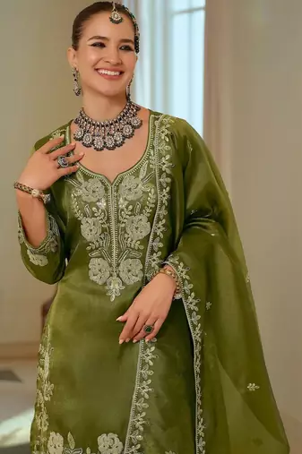 Women Ethnic Motifs Embroidered Regular Thread Work Kurta with Sharara & With Dupatta