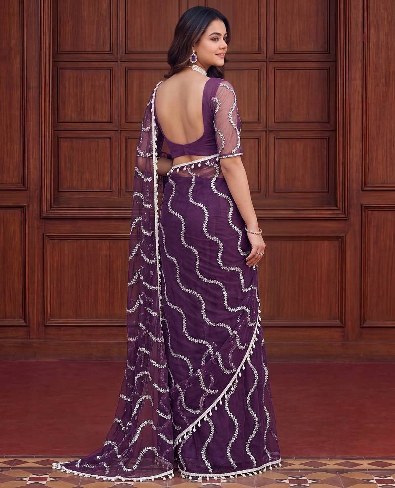 Designer beads embroidery saree