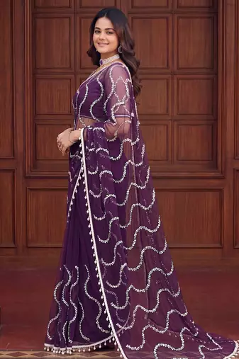 Designer beads embroidery saree