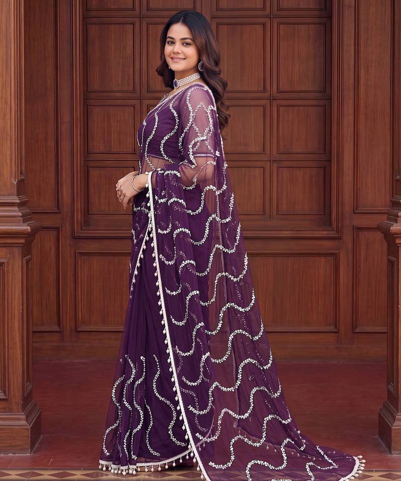 Designer beads embroidery saree