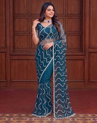 Designer beads embroidery saree 1