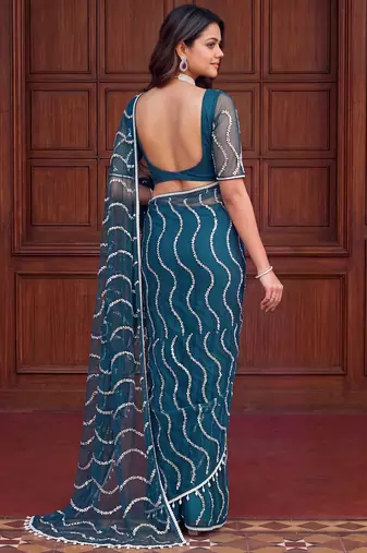 Designer beads embroidery saree