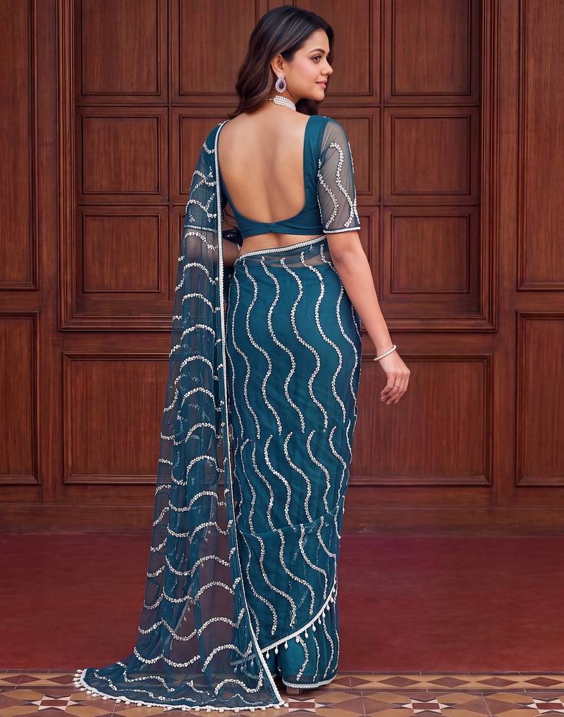 Designer beads embroidery saree