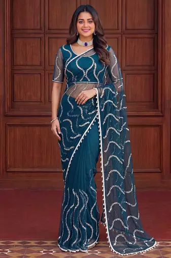 Designer beads embroidery saree