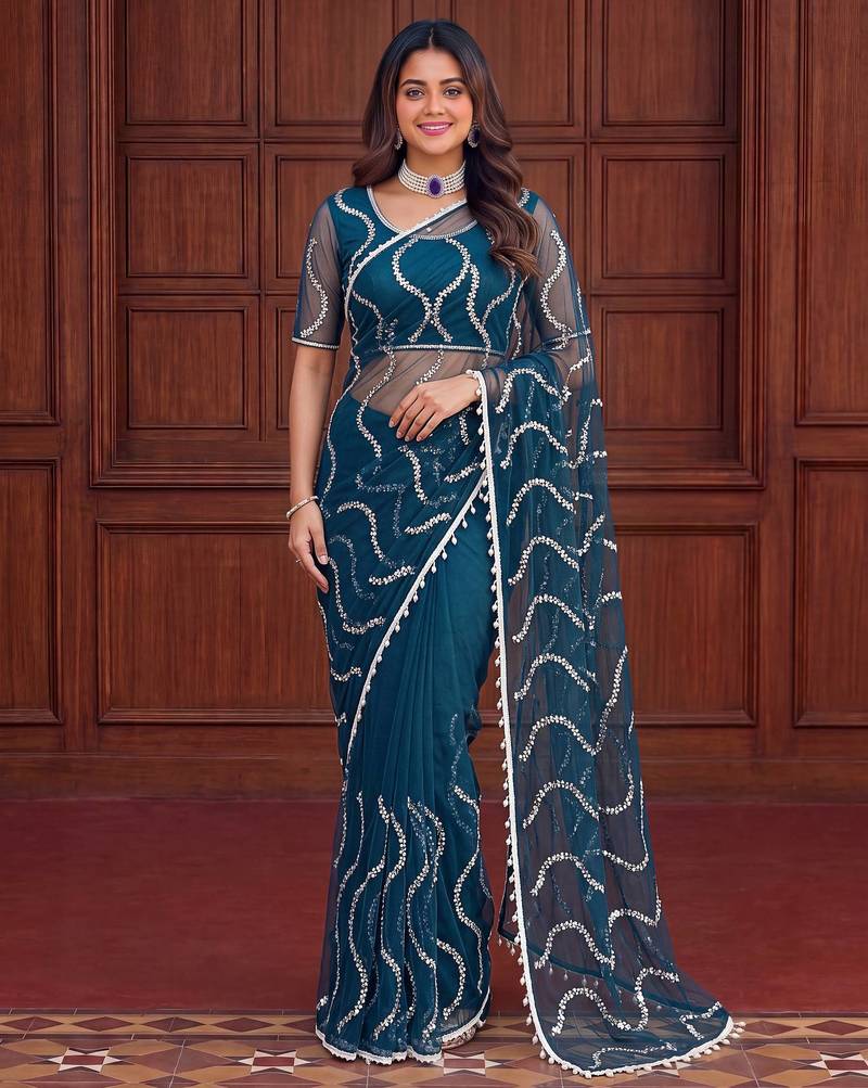 Designer beads embroidery saree
