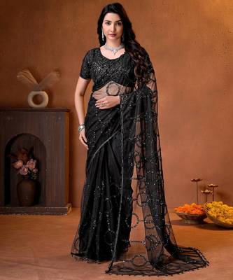 Designer beads,sequence, peal embroidery saree 1