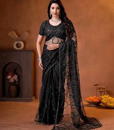 Designer beads,sequence, peal embroidery saree