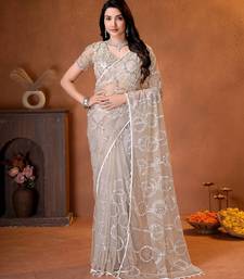 Designer beads,sequence, peal embroidery saree