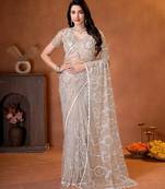Designer beads,sequence, peal embroidery saree