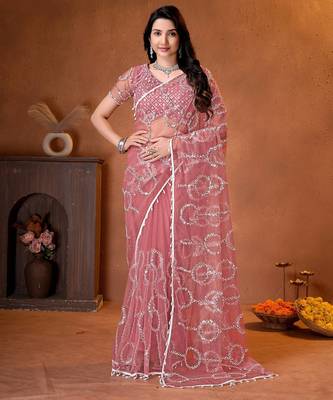 Designer beads,sequence, peal embroidery saree 1