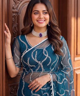 Designer beads embroidery saree 4
