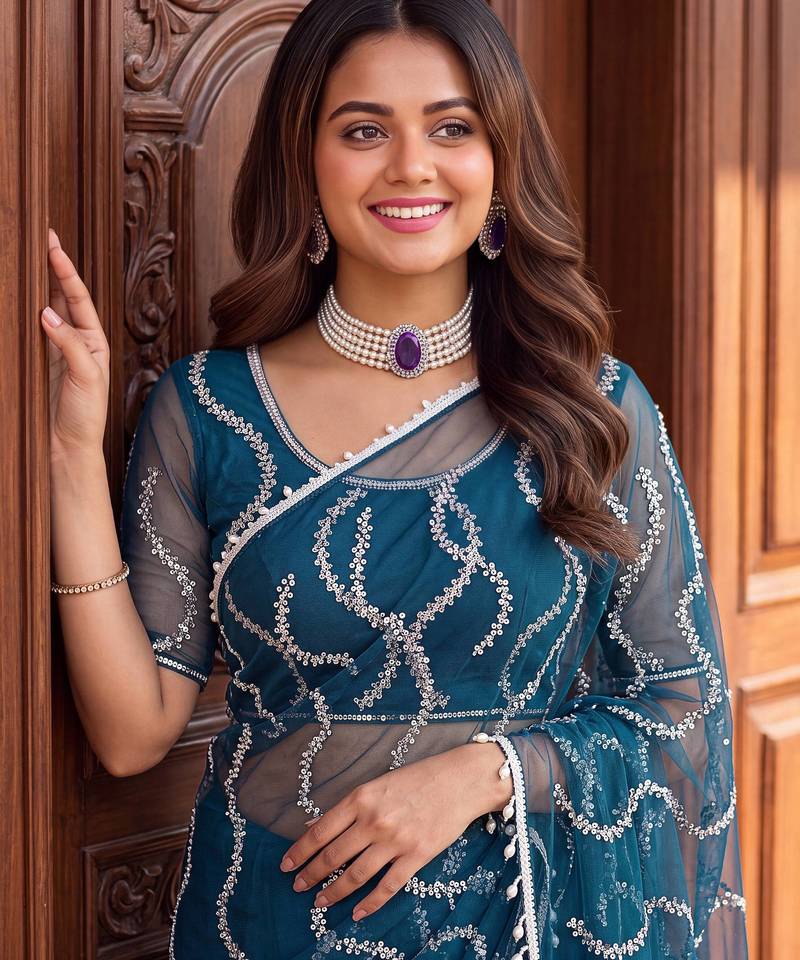 Designer beads embroidery saree