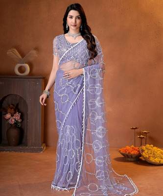 Designer beads,sequence, peal embroidery saree 1