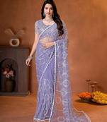 Designer beads,sequence, peal embroidery saree