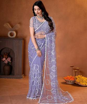 Designer beads,sequence, peal embroidery saree 2