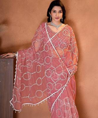 Designer beads,sequence, peal embroidery saree 4