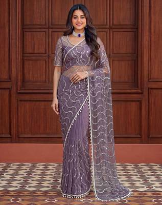 Designer beads embroidery saree 1