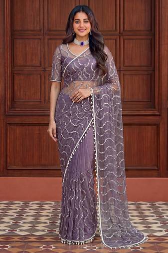 Designer beads embroidery saree