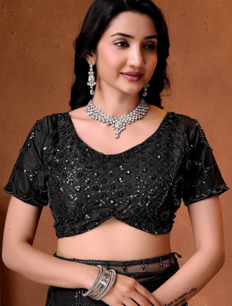 Designer beads,sequence, peal embroidery saree
