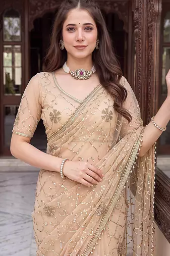 Designer beads embroidery saree