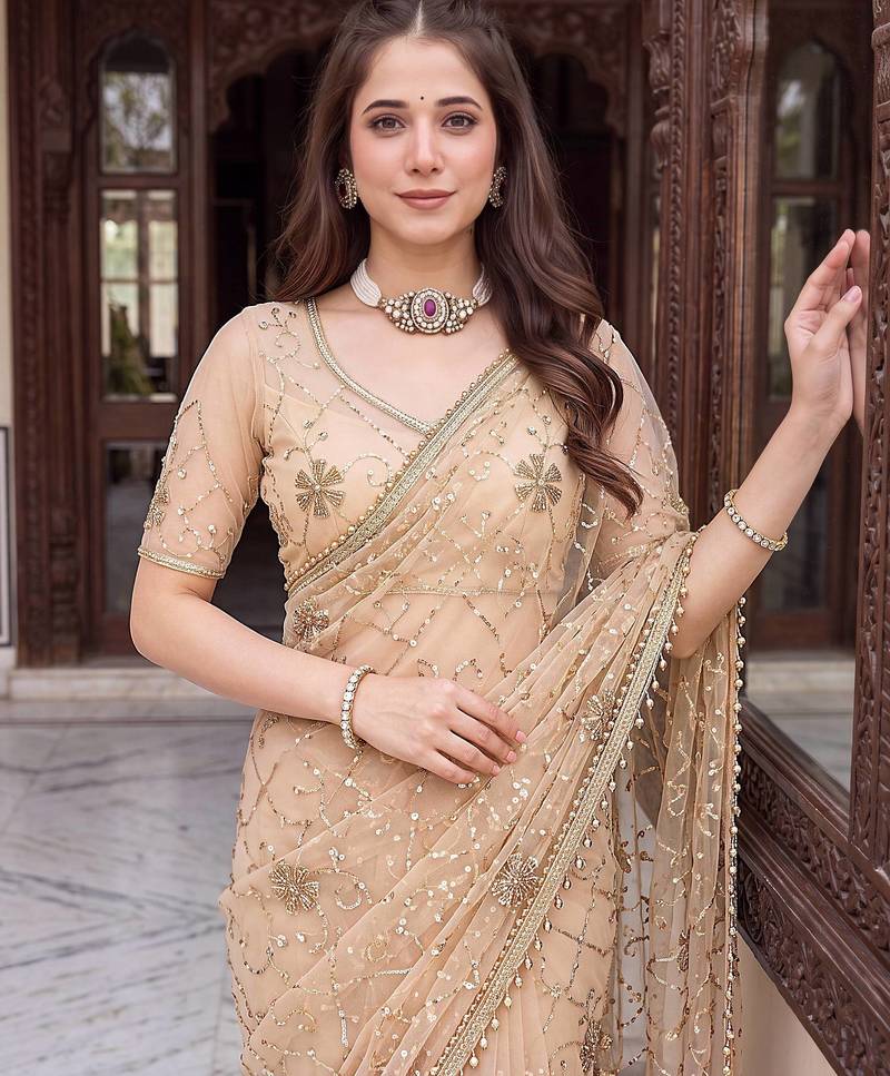 Designer beads embroidery saree
