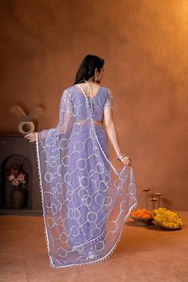 Designer beads,sequence, peal embroidery saree 4