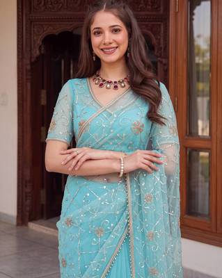 Designer beads embroidery saree 1