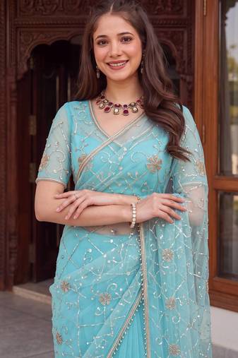 Designer beads embroidery saree