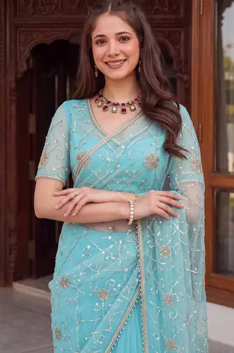 Designer beads embroidery saree