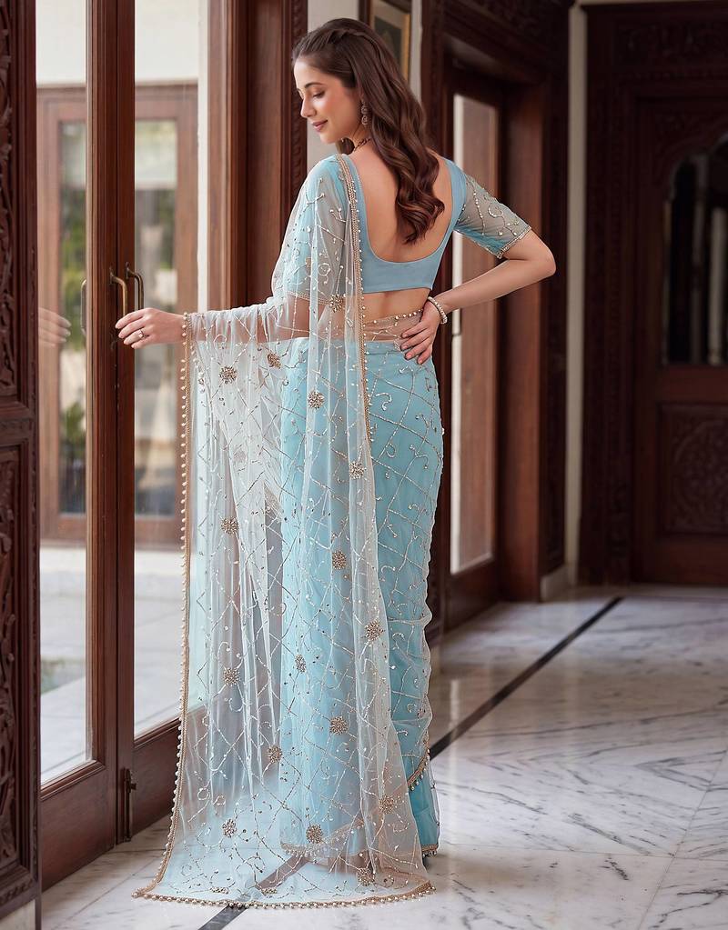 Designer beads embroidery saree