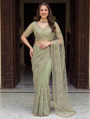 Designer beads embroidery saree 1
