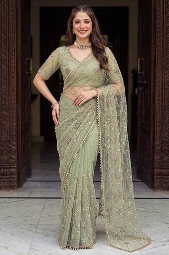 Designer beads embroidery saree