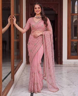 Designer beads embroidery saree 1