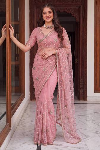Designer beads embroidery saree