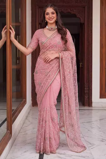 Designer beads embroidery saree