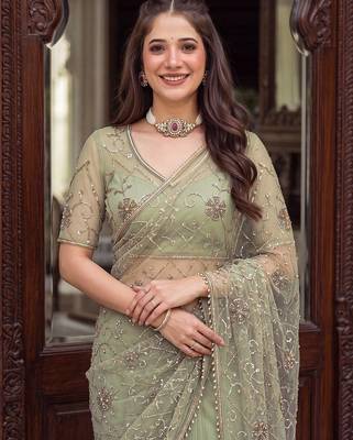Designer beads embroidery saree 2