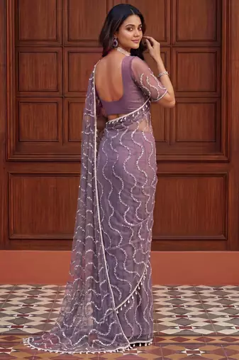 Designer beads embroidery saree